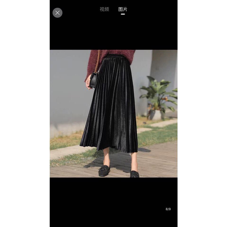 Chân váy 2610 NHUNG dài dập li