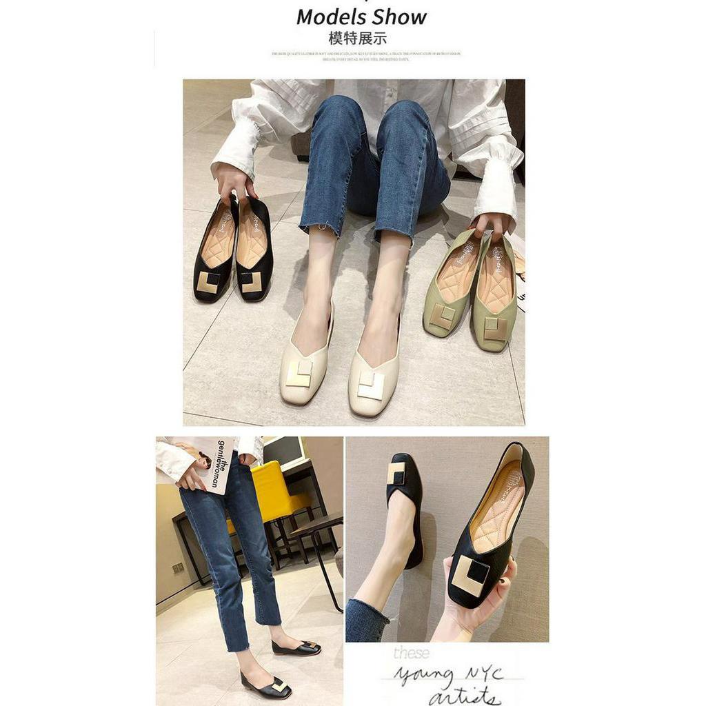 (A003) Giày sandal đế thấp mũi vuông phong cách thời trang thanh lịch cho nữ Hàng CAO CẤP