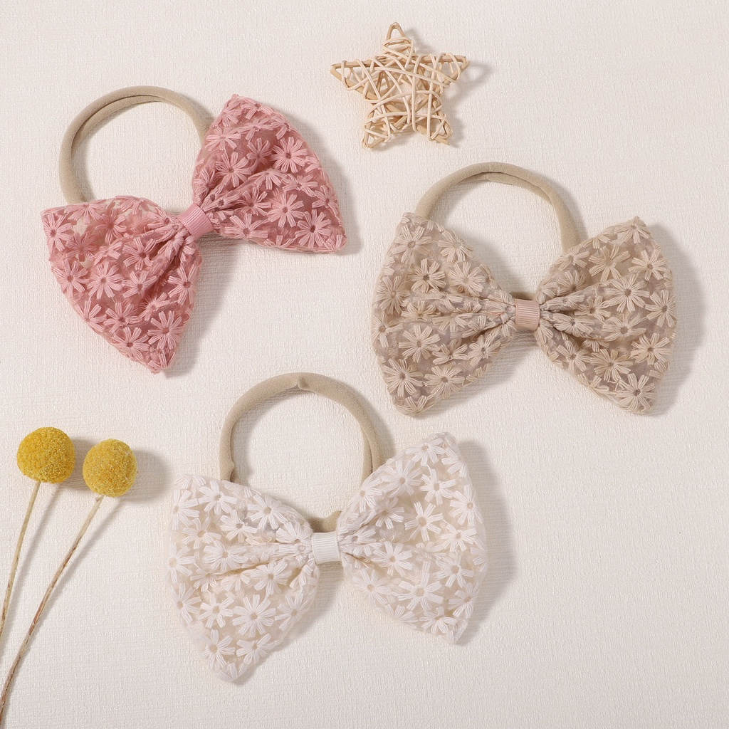 Dây cột tóc đính KIDSBOWS nơ ren hoa dễ thương cho bé