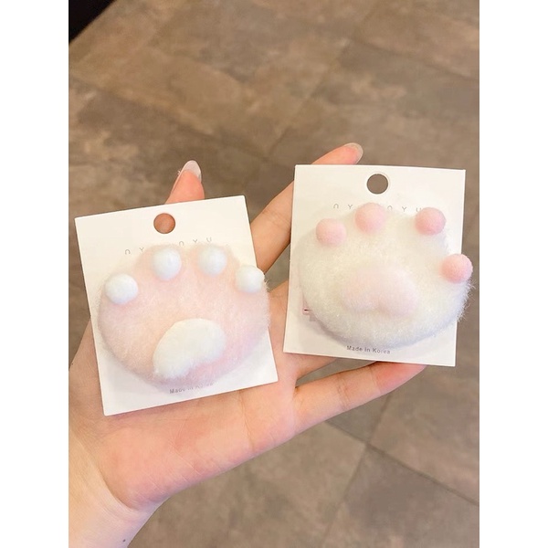 Kẹp tóc hình chân mèo bông dễ thương cho bé