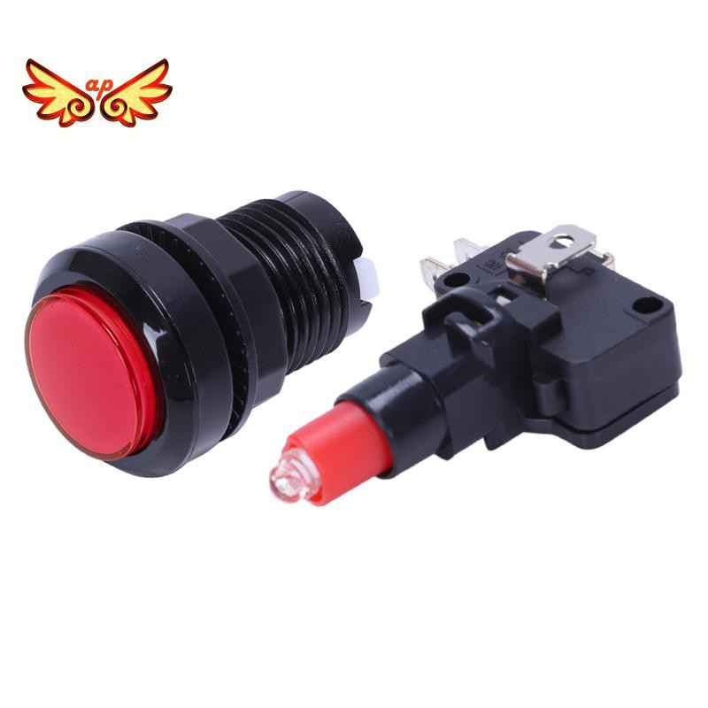  Arcade Game AC 250V 15A 24mm Dia Red Light Push Button + Micro Switch