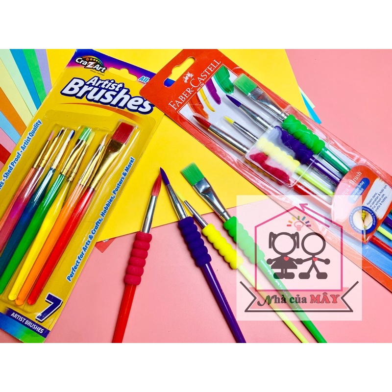 Cọ vẽ 4 chi tiết có mút định hình/Cọ vẽ 7 chi tiết cho bé làm quen với cọ