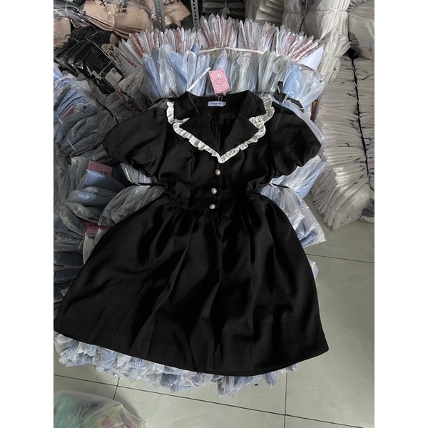 ĐẦM ĐEN TIỂU THƯ PHA VIỀN BÈO CỔ 2 SIZE - HÀNG QC [Ảnh Thật] | BigBuy360 - bigbuy360.vn