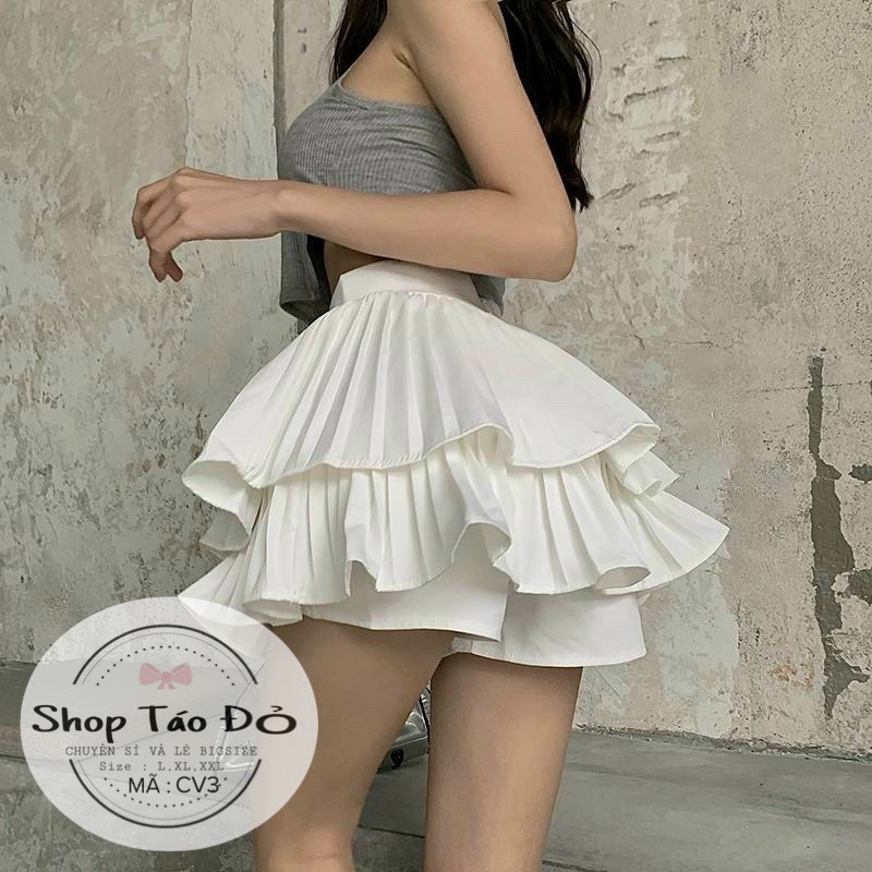 (TÁO ĐỎ BIGSIZE 55-90KG) Chân Váy Tầng Ly Xòe Dáng Ngắn 2 Tầng LY Lưng Cạp Cao Có Quần Trong CV3 (ảnh thật shop chụp) 🥰 | BigBuy360 - bigbuy360.vn