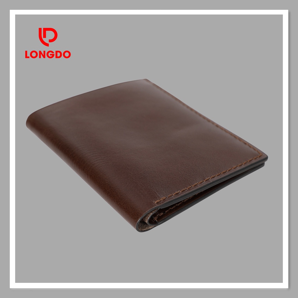 Ví da bò nam cao cấp - Cam kết da bò thật 100% - Ví đứng - Hàng chính hãng thương hiệu Longdo Leather - BD01