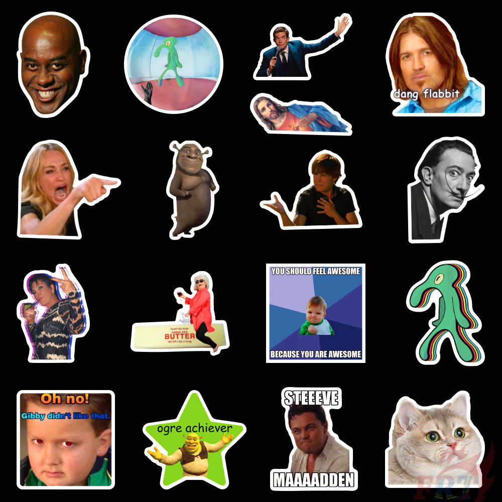 Set 100 miếng dán hình gương mặt biểu cảm của người nổi tiếng trên internet trang trí chống nước thời trang DIY
