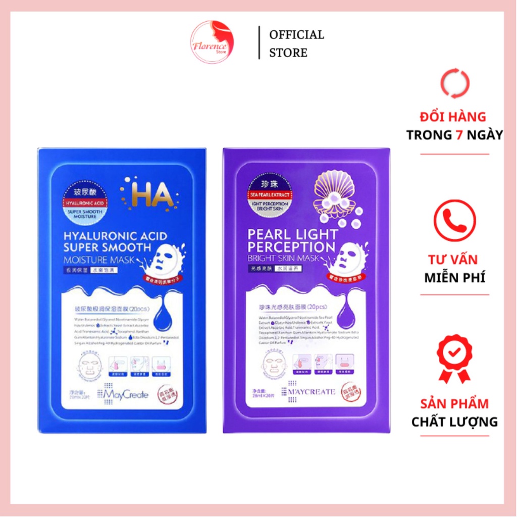 (1 Hộp)Mặt Nạ Trắng Da HA / 𝘍𝘳𝘦𝘦𝘴𝘩𝘪𝘱 / Mặt Nạ Dưỡng Ẩm , Trắng Da HA mask Maycreate( Xanh và Tím)