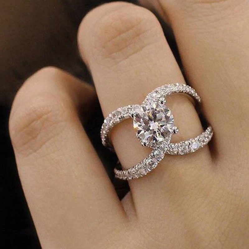 Aifei Jewellery Women Ring Mosaic Diamond 925 Sterling Silver R536