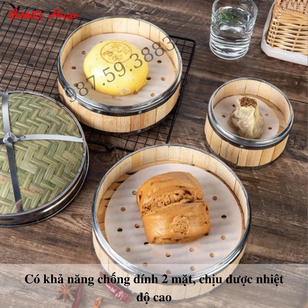 Set 100 tờ giấy nến cho nồi chiên không dầu, giấy nến đục lỗ chống dính size 23cm