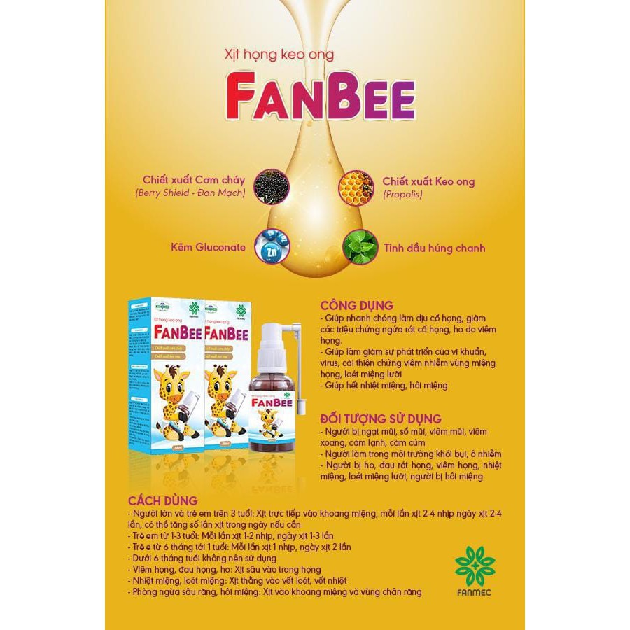 Xịt Họng Keo Ong FANBEE 20ml