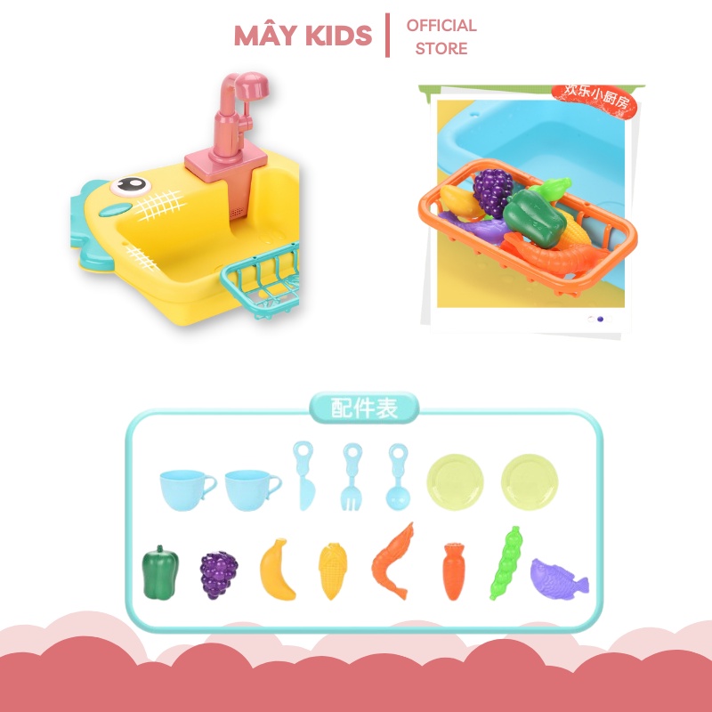 Bộ Đồ Chơi Nhà Bếp Rửa Rau Củ Quả, Câu Cá Cho bé - Mây Kids