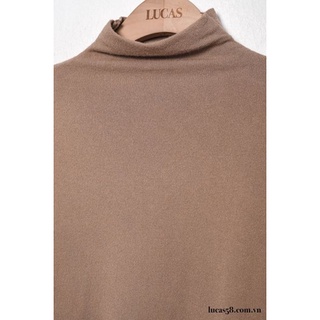 Áo len thun nâu cổ cao 3p tay cộc basic