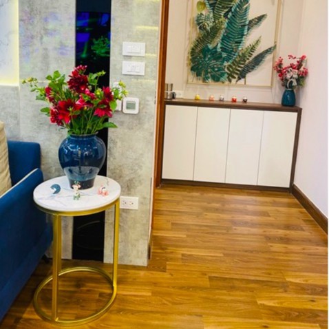 Bàn trà tròn RIBO HOUSE mặt bàn đá, kệ trang trí phòng khách, spa, nails, cà phê mẫu 1 RIBO91
