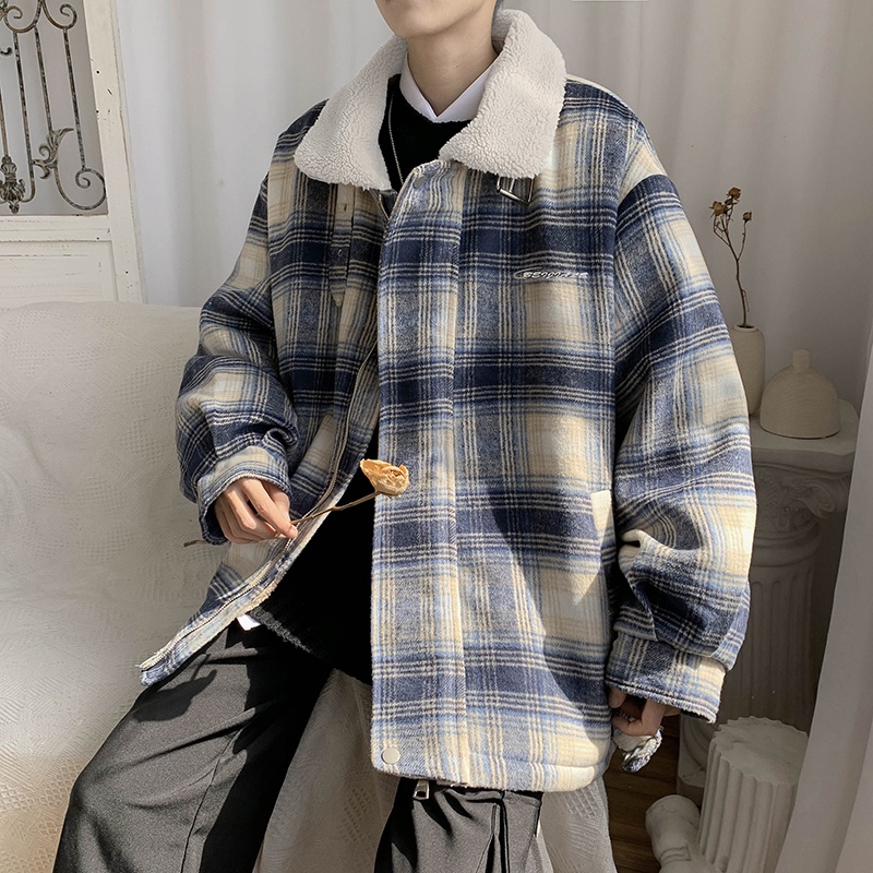 Áo khoác dạ nam hàn quốc lông cừu kẻ caro hàng cao cấp siêu đẹp
