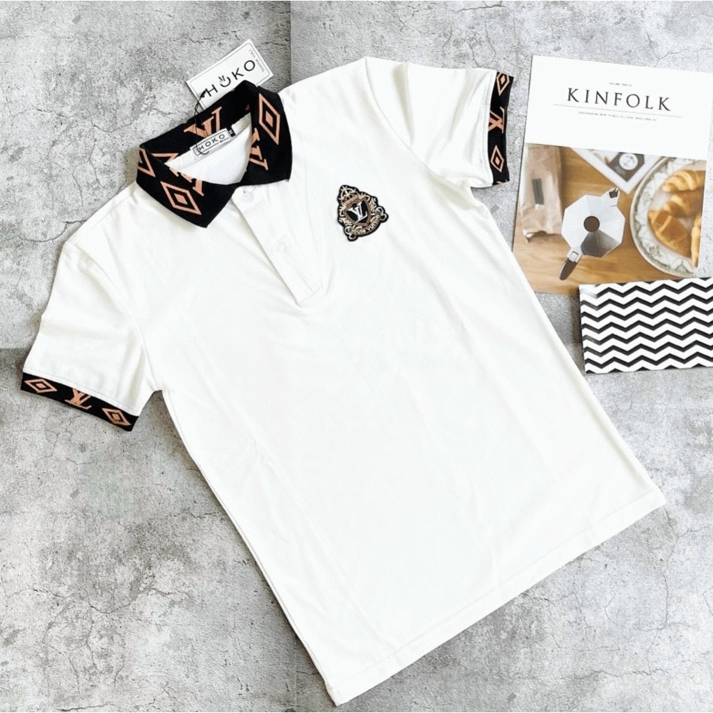 ÁO THUN NAM NAM CỔ BẺ PHỐI LOGO NGỰC ĐẸP SANG CHẤT LỪ