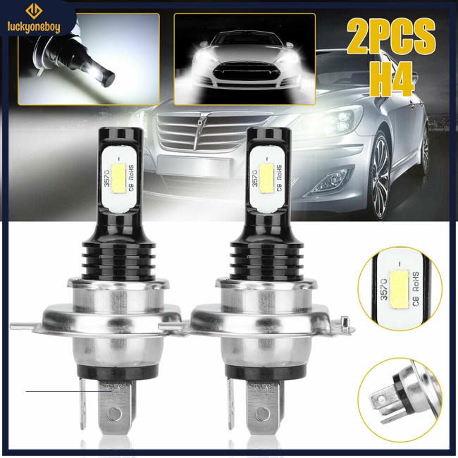 Đèn Pha Led H4 9003 Hb2 80w 3570 2 Bóng 6000k Ánh Sáng Đen Chất Lượng Cao Cho Xe Hơi