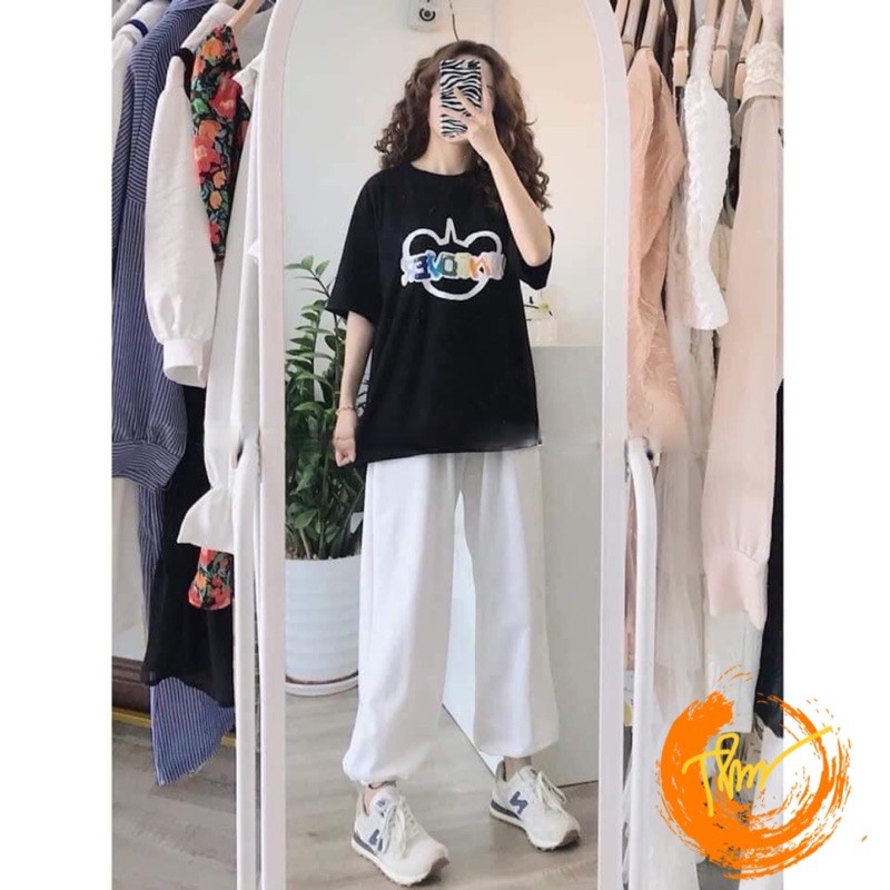 Sét áo Uncover chữ màu + quần bom trắng TH6