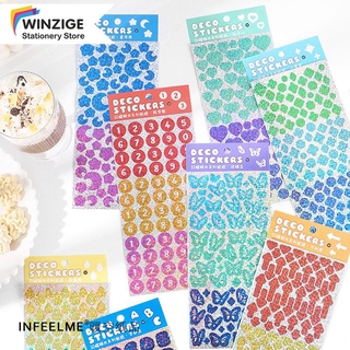 Miếng dán Winzige hình bươm bướm/mũi tên/bảng chữ cái đính kim tuyến lấp lánh trang trí sổ tay