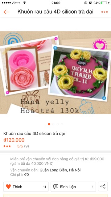 Combo 6 khuôn silicon rau câu 4D Mã JH8HG0