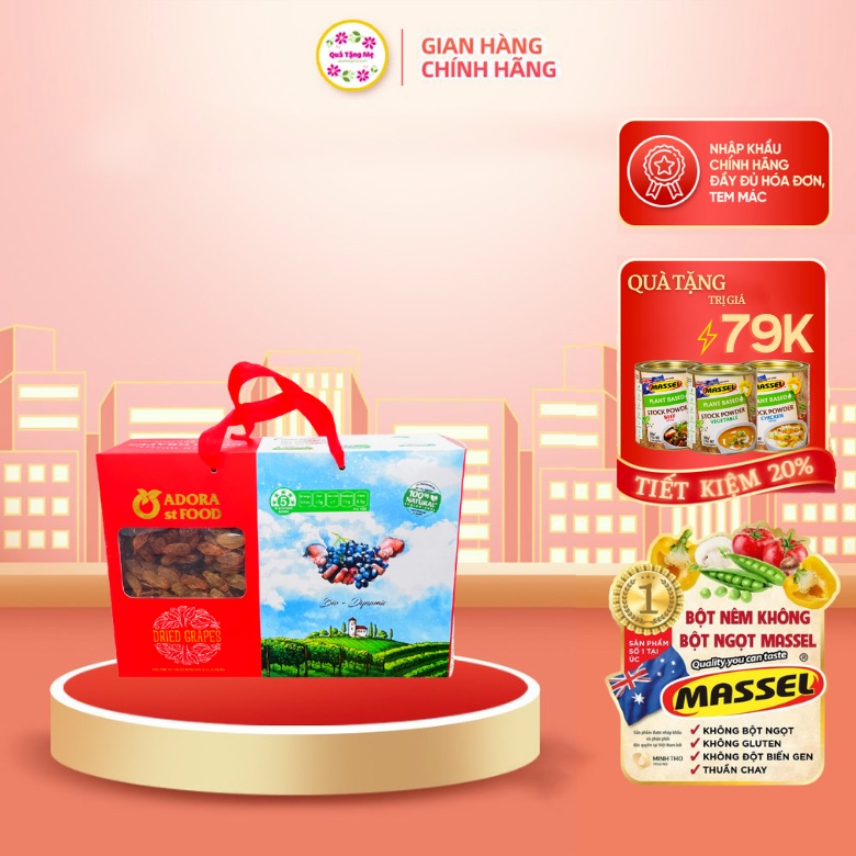 Nho khô nguyên cành Úc Adora st Food 1 kg, nho sấy tự nhiên - QT048