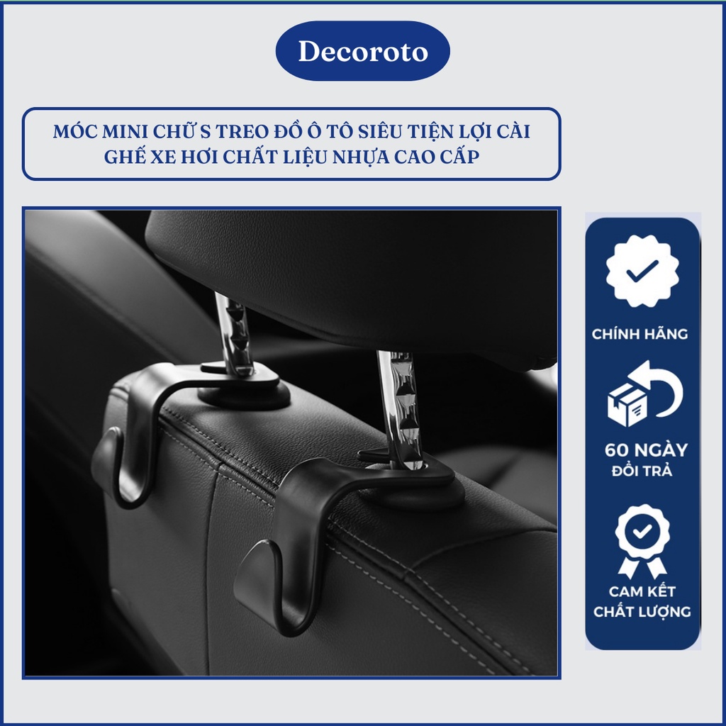 Móc Treo Đồ Chữ S Mini Lắp Sau Ghế Ô Tô Chất Liệu ABS Cao Cấp Tiện Lợi Nhỏ Gọn, Bền Bỉ - Phụ Kiện Xe Hơi Decoroto