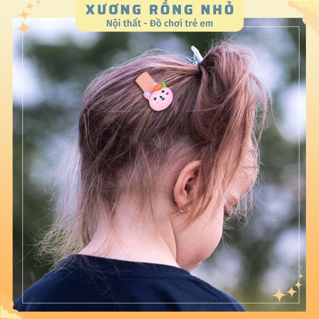 Kẹp tóc cho bé gái hình pony, kem, trái cây siêu cute, dễ thương