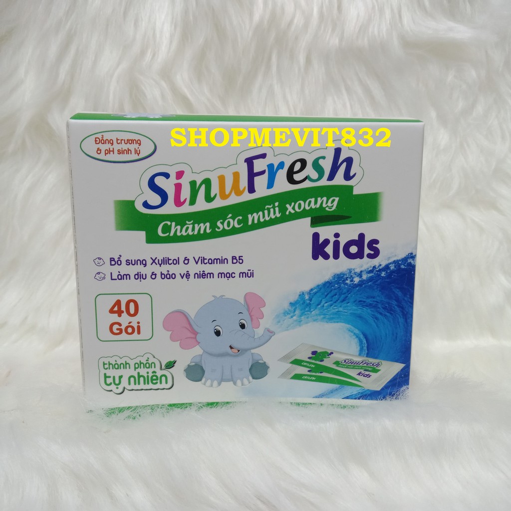 Muối rửa mũi cho bé từ 1 tuổi Sinufresh Kids, chính hãng Dược Cát Linh - hộp 40 gói