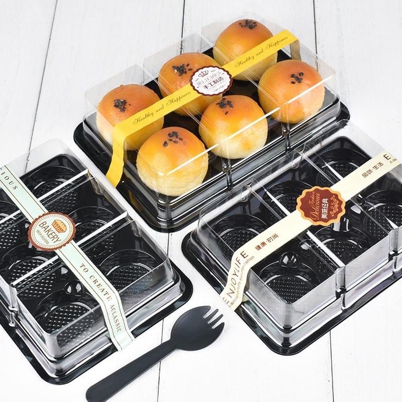 Set 10 hộp nhựa đựng 6 bánh trung thu 25g - 75g