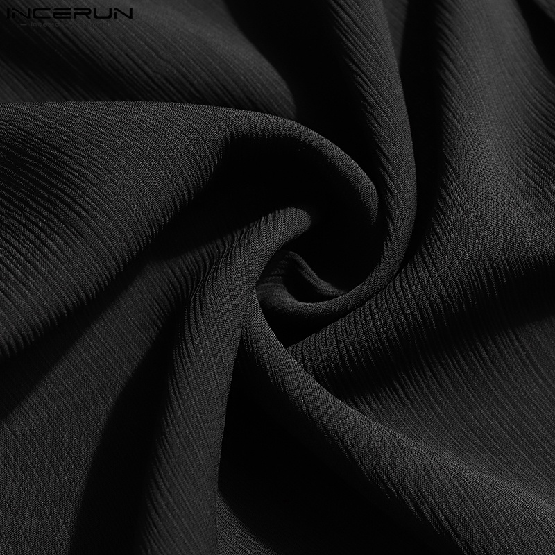 Áo sơ mi INCERUN tay loe phối ren lưới xuyên thấu cài nút sành điệu cho nam