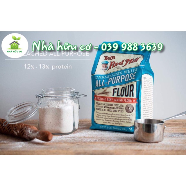 BỘT MỲ HỮU CƠ KHÔNG TẤY TRẮNG BOB'S RED MILL GÓI DÙNG THỬ 100g/200g TÚI ZIP - Nhà Hữu Cơ