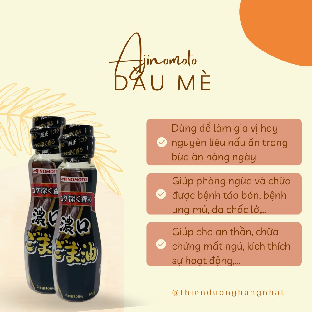 Dầu mè Ajinomoto Nhật, gia vị ăn dặm cho bé 70g/160g