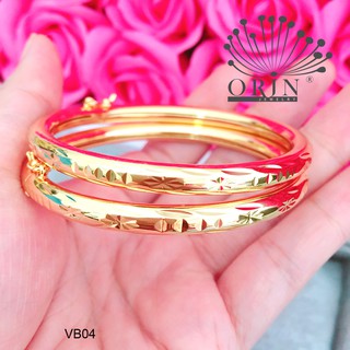 Bộ 2 chiếc vòng đeo tay nữ dạng bọng có khóa màu 24 khắc khía VB04 thiết kế cao cấp Orin V2170