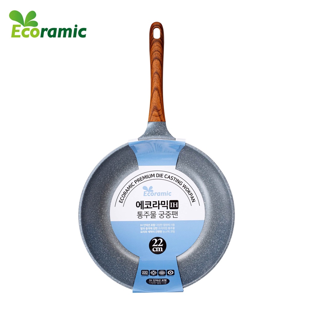 Chảo chiên chống dính sâu lòng vân đá cao cấp Ecoramic dùng được mọi bếp  22cm / 24cm / 26cm / 28cm / 30cm / 32cm