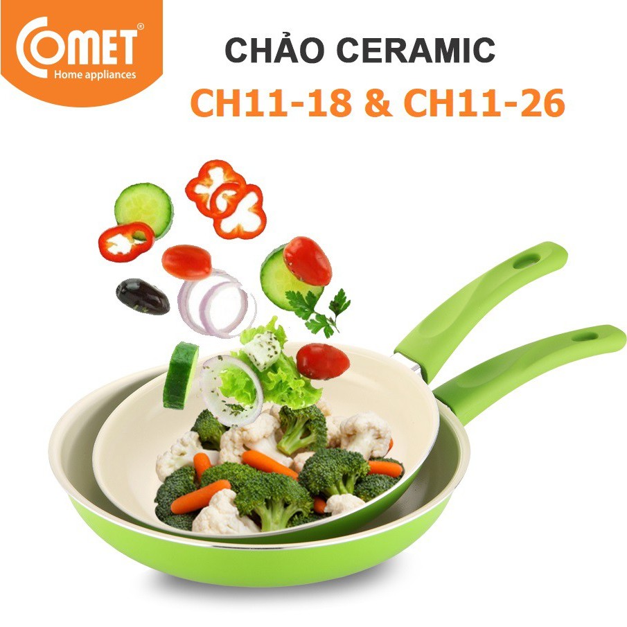 Combo chảo chống dính Ceramic An toàn Comet CH11-18 &amp; CH11 - 26