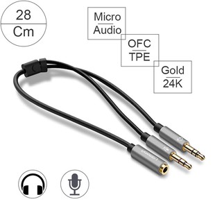 Cáp 2 3.5mm đực sang 3.5mm cái micro và audio ugreen 20899