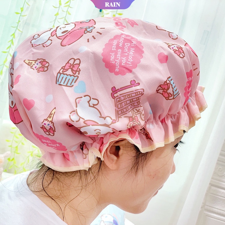 SANRIO Mũ Trùm Đầu Chống Thấm Nước Chống Dầu Họa Tiết Hoạt Hình Cinnamoroll Melody Kuromi Hello Kitty