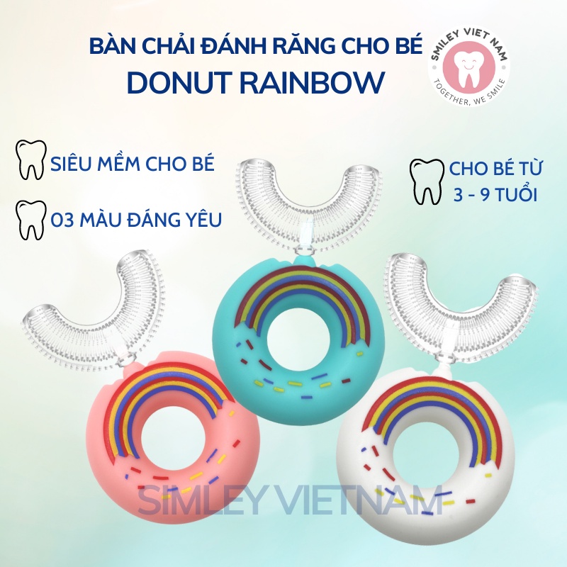 Bàn chải đánh răng cho bé Rainbow, bàn chải đầu chữ U cho trẻ 2-7 tuổi, làm sạch răng hiệu quả- an toàn cho trẻ nhỏ