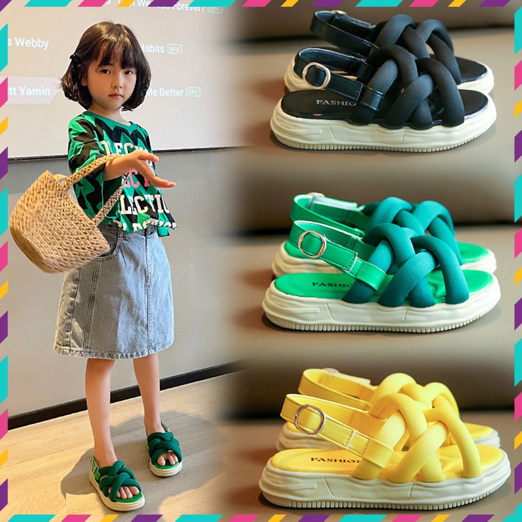 Sandal quai đan chéo dành cho bé gái đi học đi chơi thiết kế xinh xắn