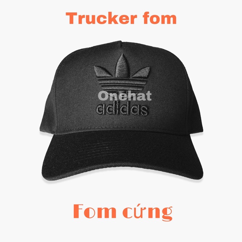 Nón Adi full black Trucker Vải fom rất đẹp