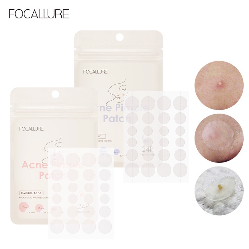 Miếng Dán Xẹp Mụn Sưng Đỏ, Đẩy Cồi Mụn FOCALLURE Acne Pimple Patch 24P | FA-186 Nội Địa Trung
