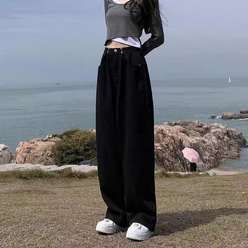 Quần JEANS ống rộng lưng cao gài eo ulzzang unisex bazic tôn dáng hack chân ,quần bò ống rộng