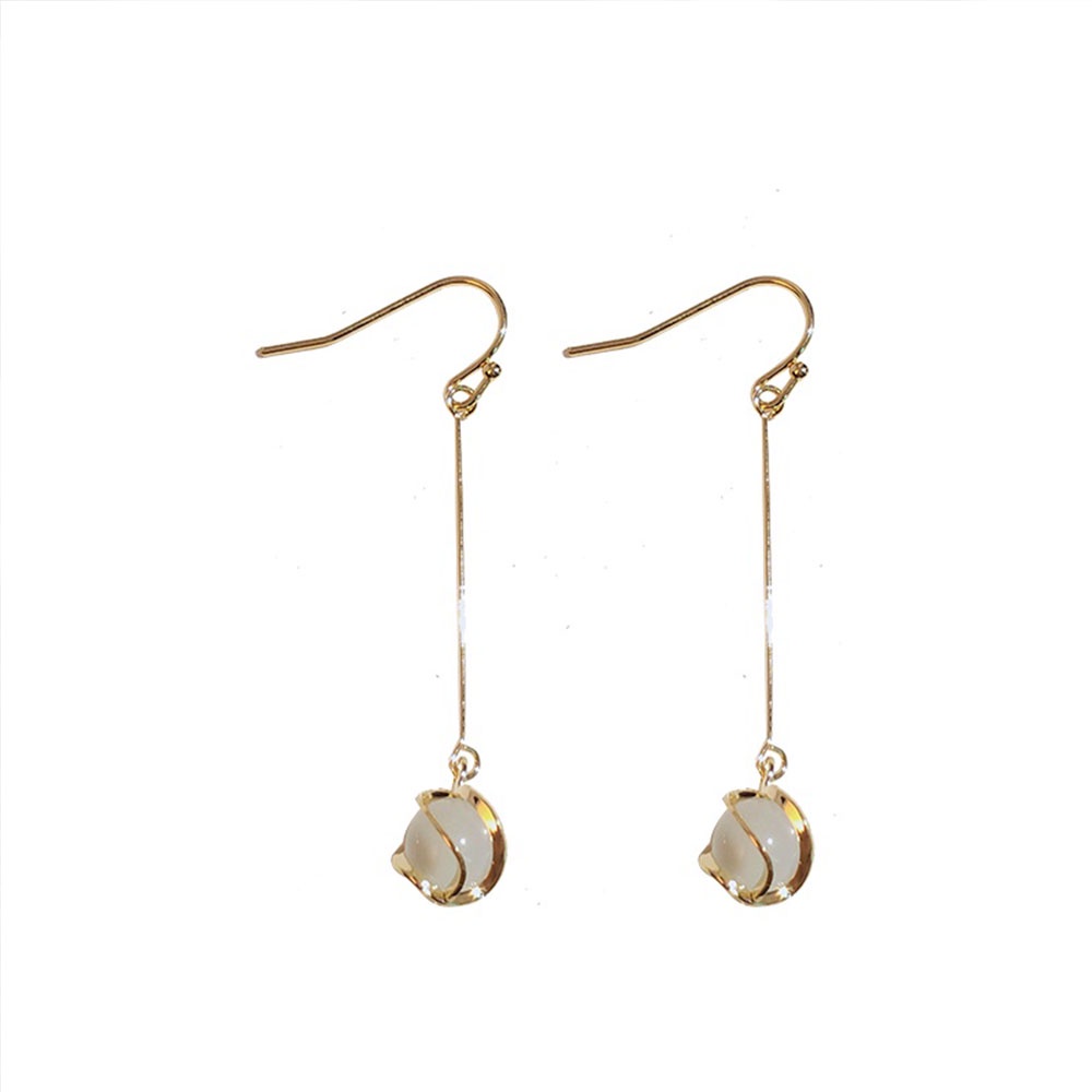 Bông tai dáng dài đính đá Opal đơn giản thời trang dành cho nữ