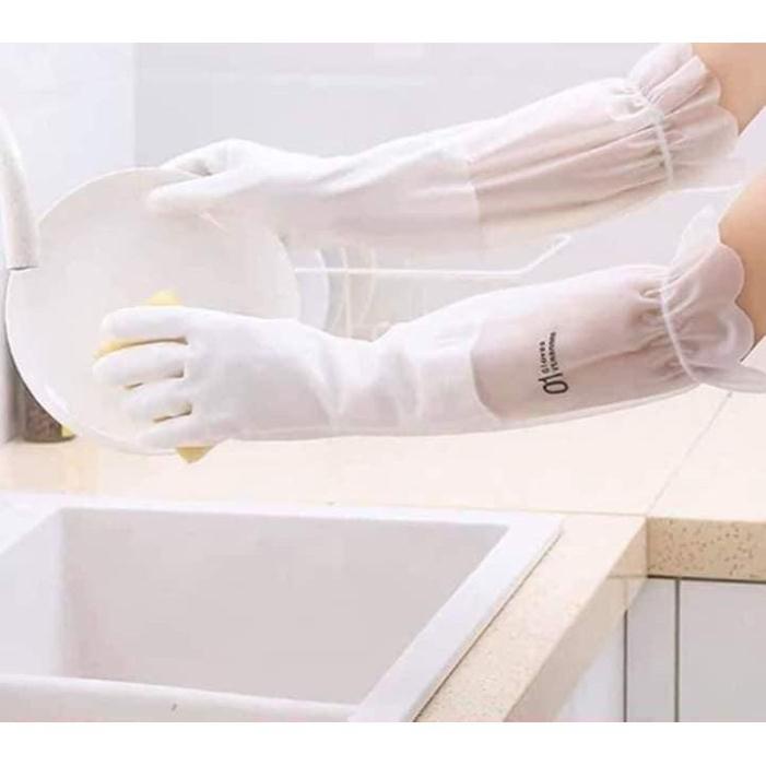 SR Găng Tay Cao Su Rửa Chén Bát Siêu Dai Dài Tay - Cổ cao – Cổ ngắn - Có chun chống tụt