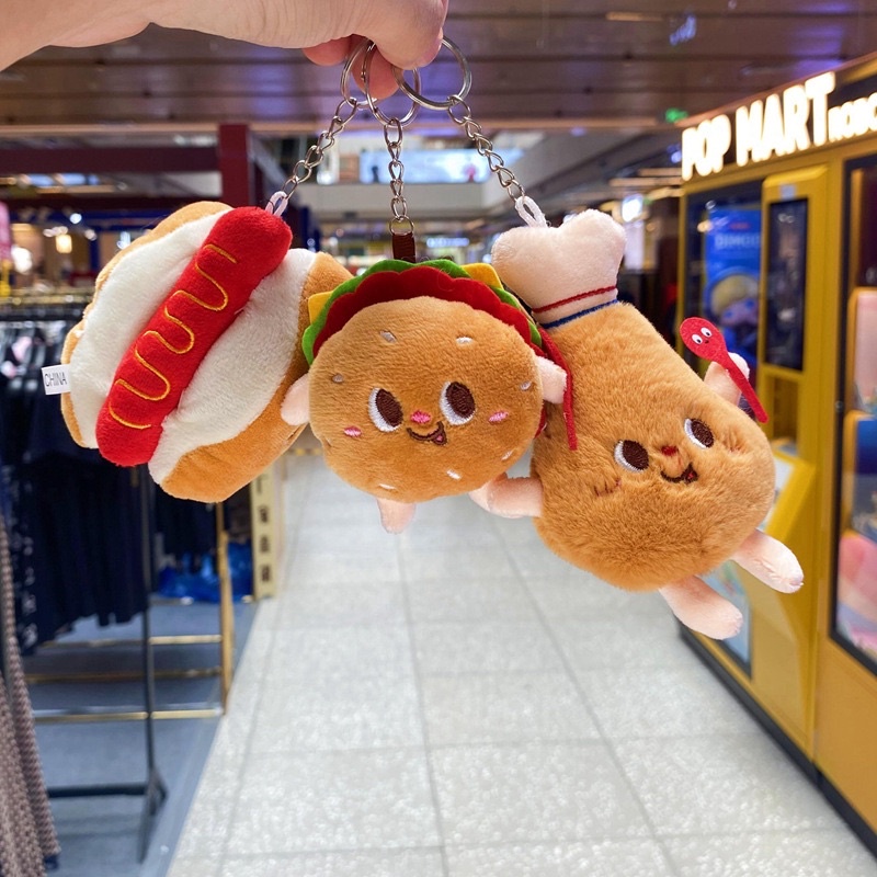 Móc Khóa Balo Túi Xách Đùi Gà Hamburger Dễ Thương