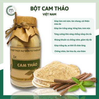 Bột cam thảo nguyên chất MỘC - đắp mặt nạ dưỡng trắng da, làm mờ nám, tàn nhang, chống kích ứng chai 100/200ml handmade