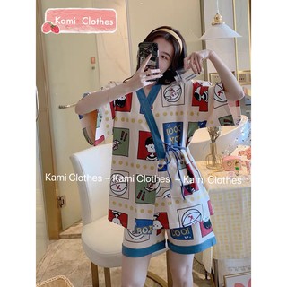 Bộ ngủ KIMONO, Bộ ngủ đùi hoạt hình pijama ngắn tay - KAMI Clothes