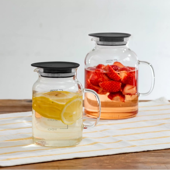 Bình detox bằng thủy tinh HARIO 1L ngâm ủ trái cây, đựng nước  - Vinegar's Fruit Pot VFP-1000-B