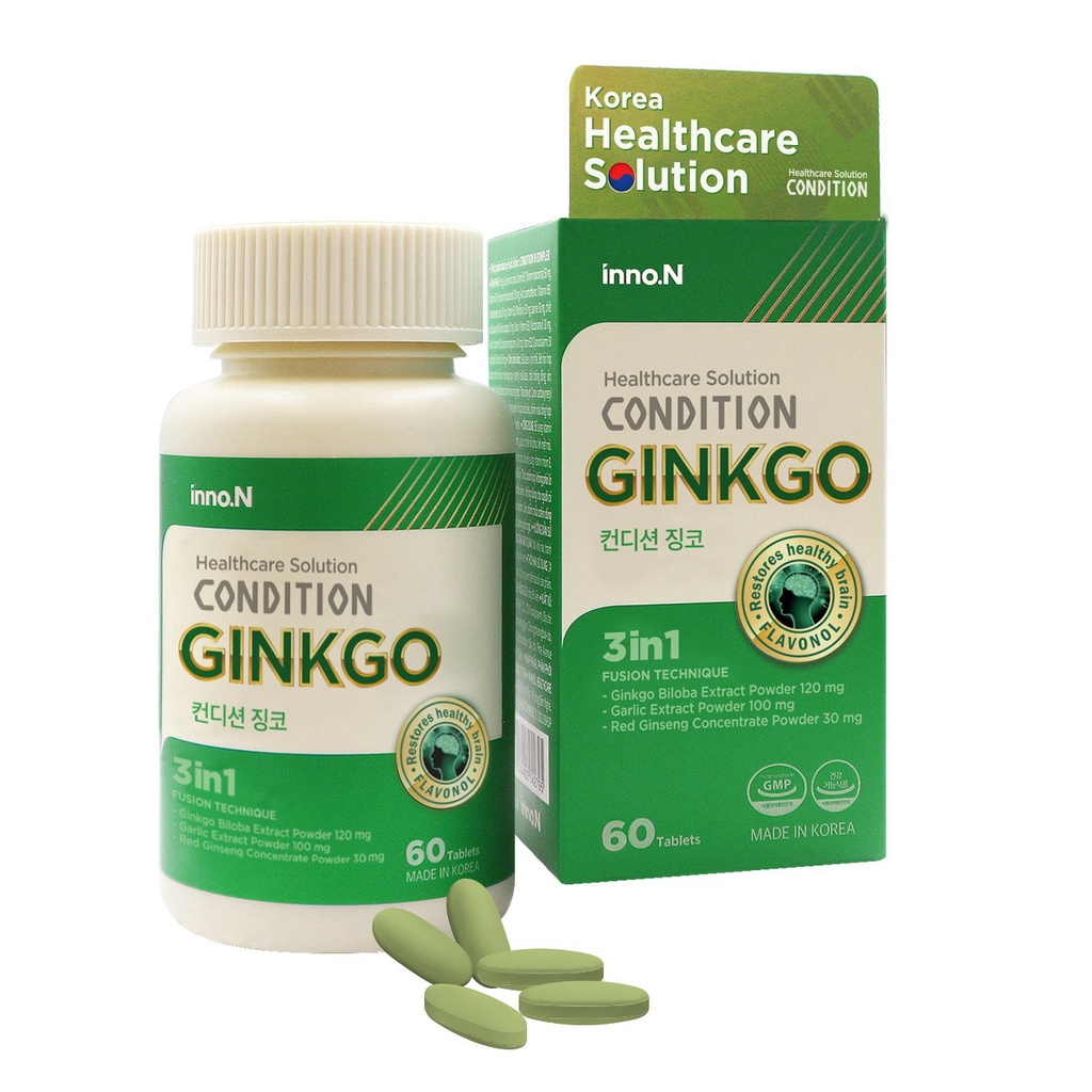TPBVSK CONDITION GINKGO Hỗ trợ tăng tuần hoàn và lưu thông máu, hỗ trợ cải thiện trí nhớ - Hộp 60 viên uống