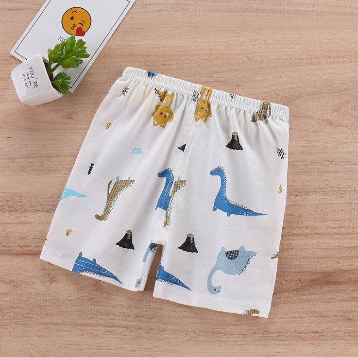 Dễ Thương Quần Short Cotton Lưng Thun Co Giãn Màu Trơn In Họa Tiết Hoạt Hình Cho Bé Trai / Gái