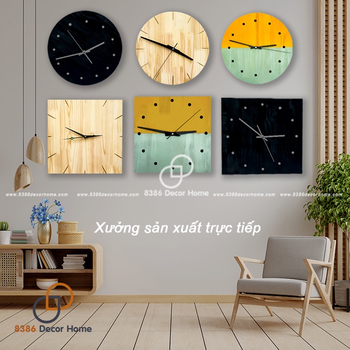 [GIÁ TẠI XƯỞNG] Đồng hồ treo tường gỗ kim trôi hiện đại sang trọng handmade decor vintage độc lạ thiết kế tối giản
